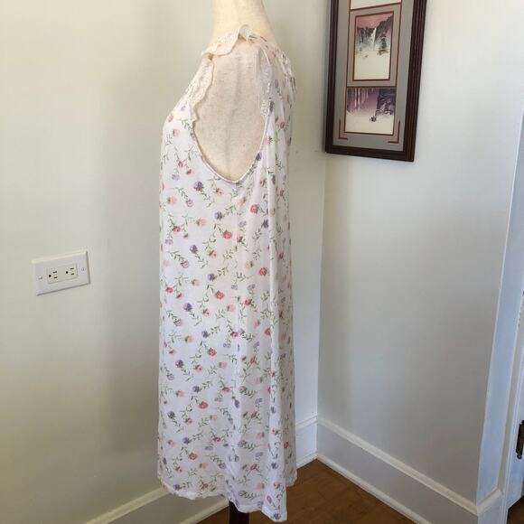 VTG Lauren Ralph Lauren Floral Lace Nightgown Slip Dress Cottagecore L 90s Y2K - Picture 6 of 10